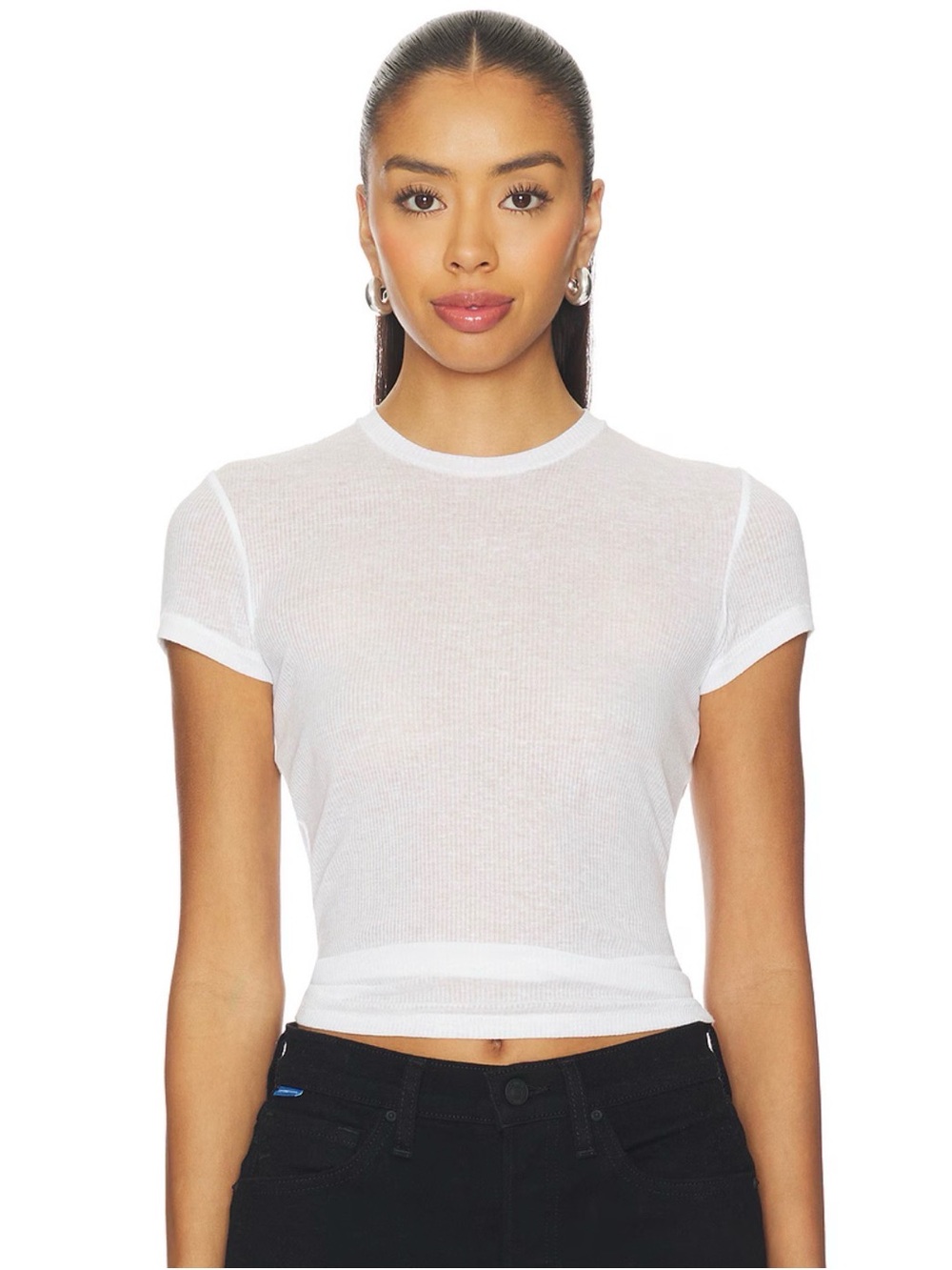 SKIMS White Ribbed Crewneck Tee
